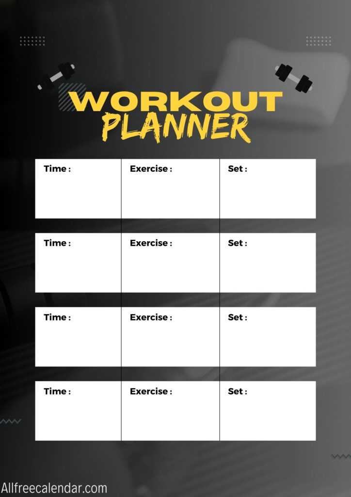 Editable Workout Planner