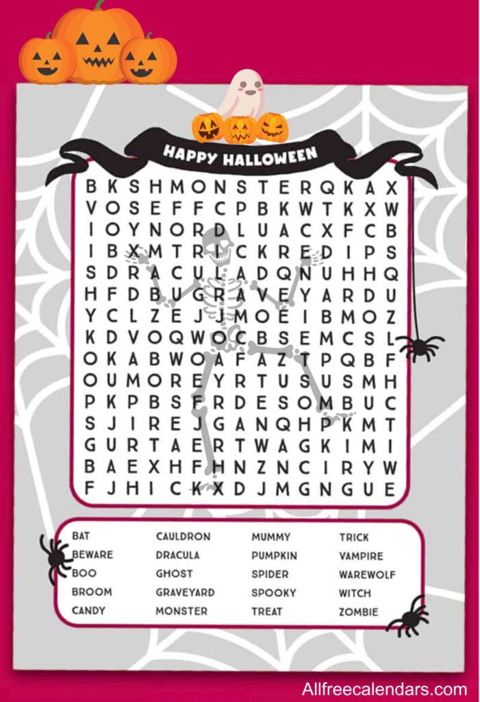 Free Halloween Word Search Template