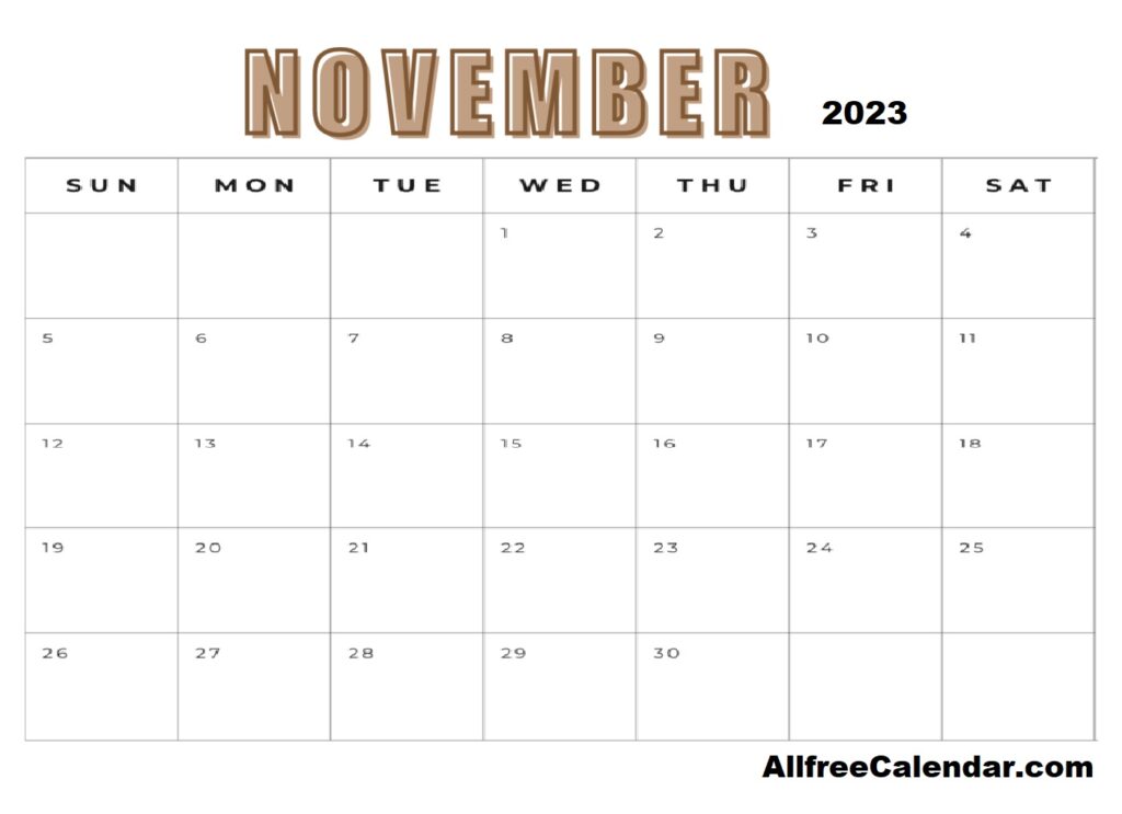 Free November 2023 Calendar Template