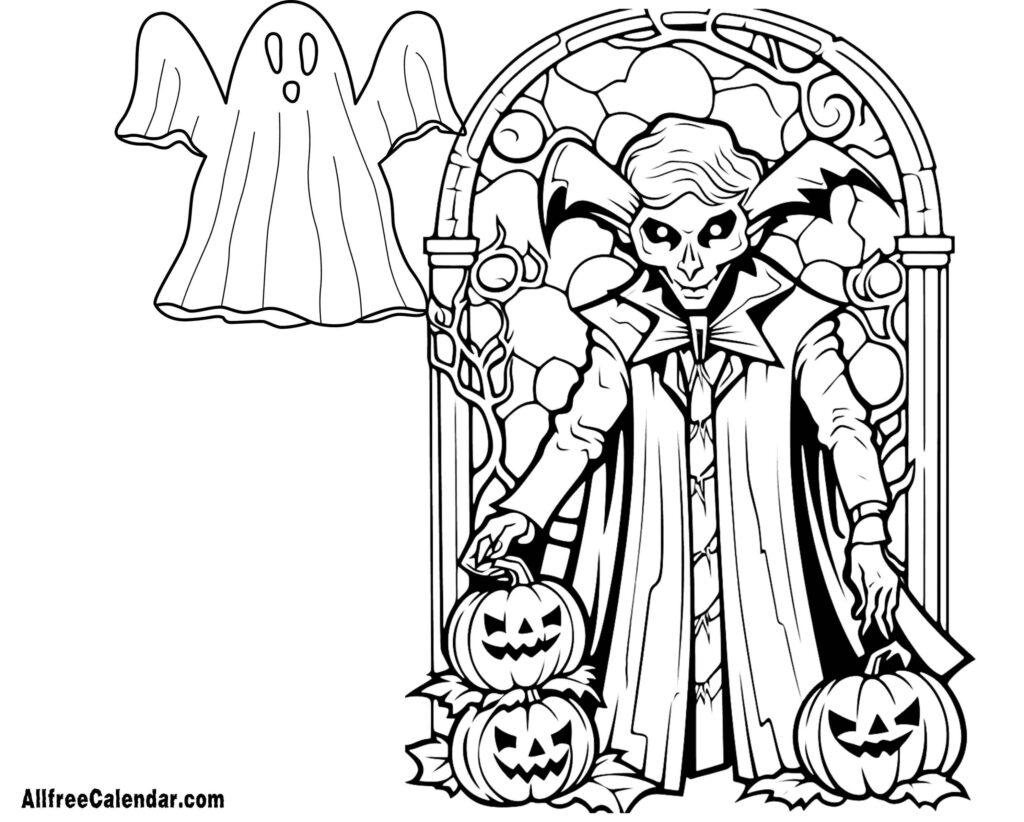 Free Printable Halloween Coloring Page For Adult