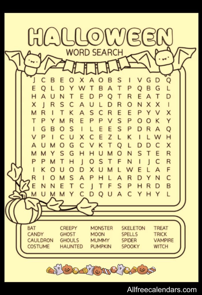 Free Printable Halloween Word Search