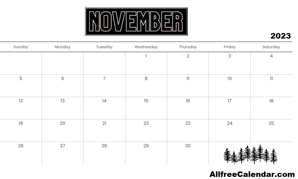 Free Printable November 2023 Calendar Template