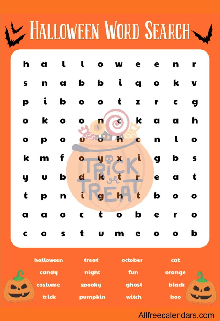 Halloween Word Search For Free