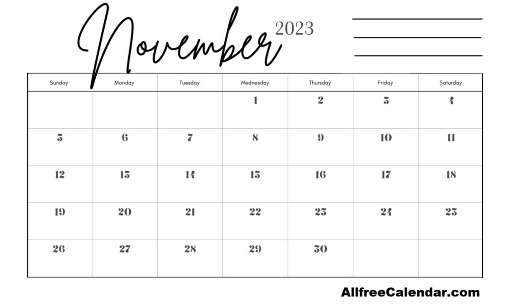 November 2023 Calendar Editable