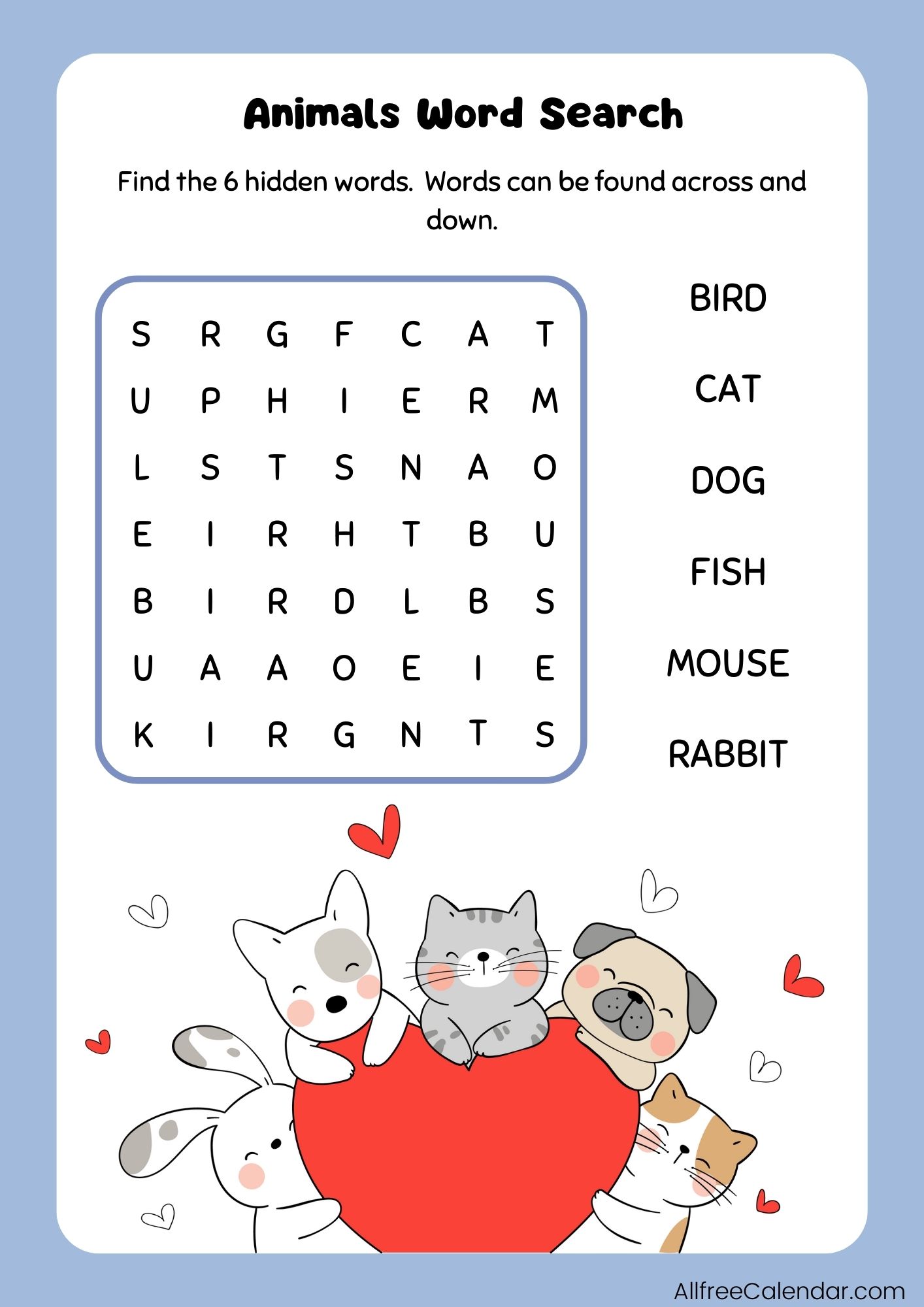Pet Animal Word Search