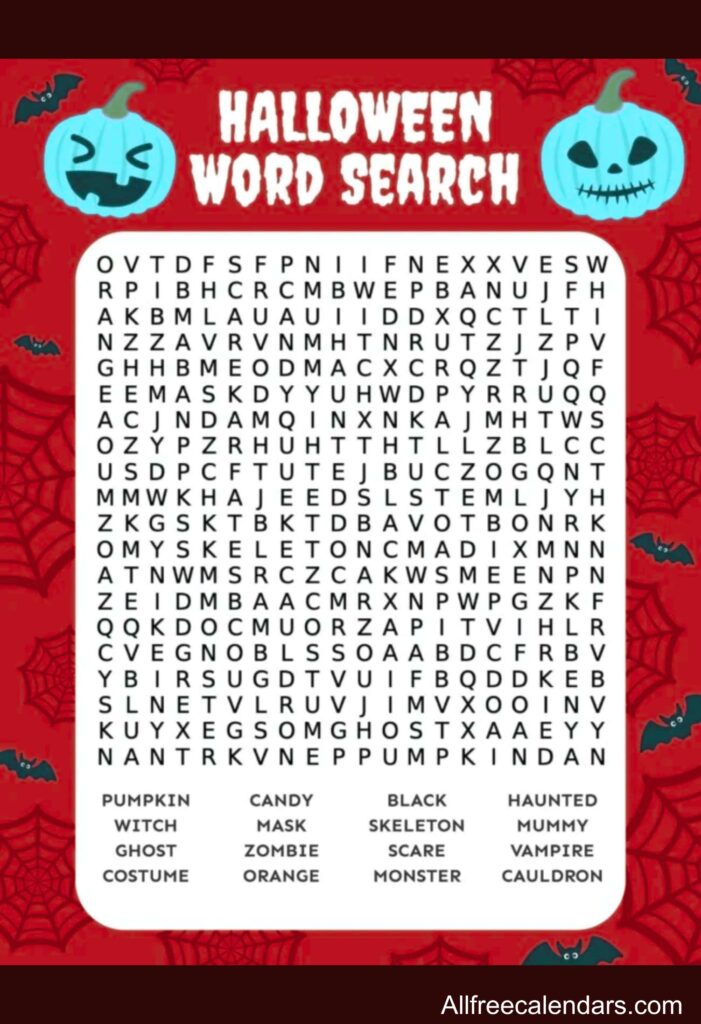 Printable Free Halloween Word Search