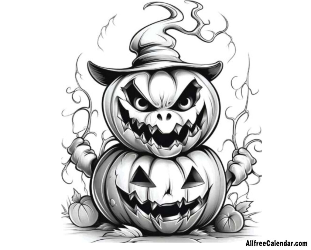 Printable Halloween Coloring Page For Adult Free
