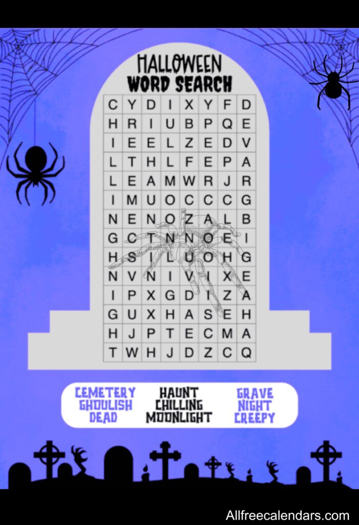 Printable Halloween Word Search Free