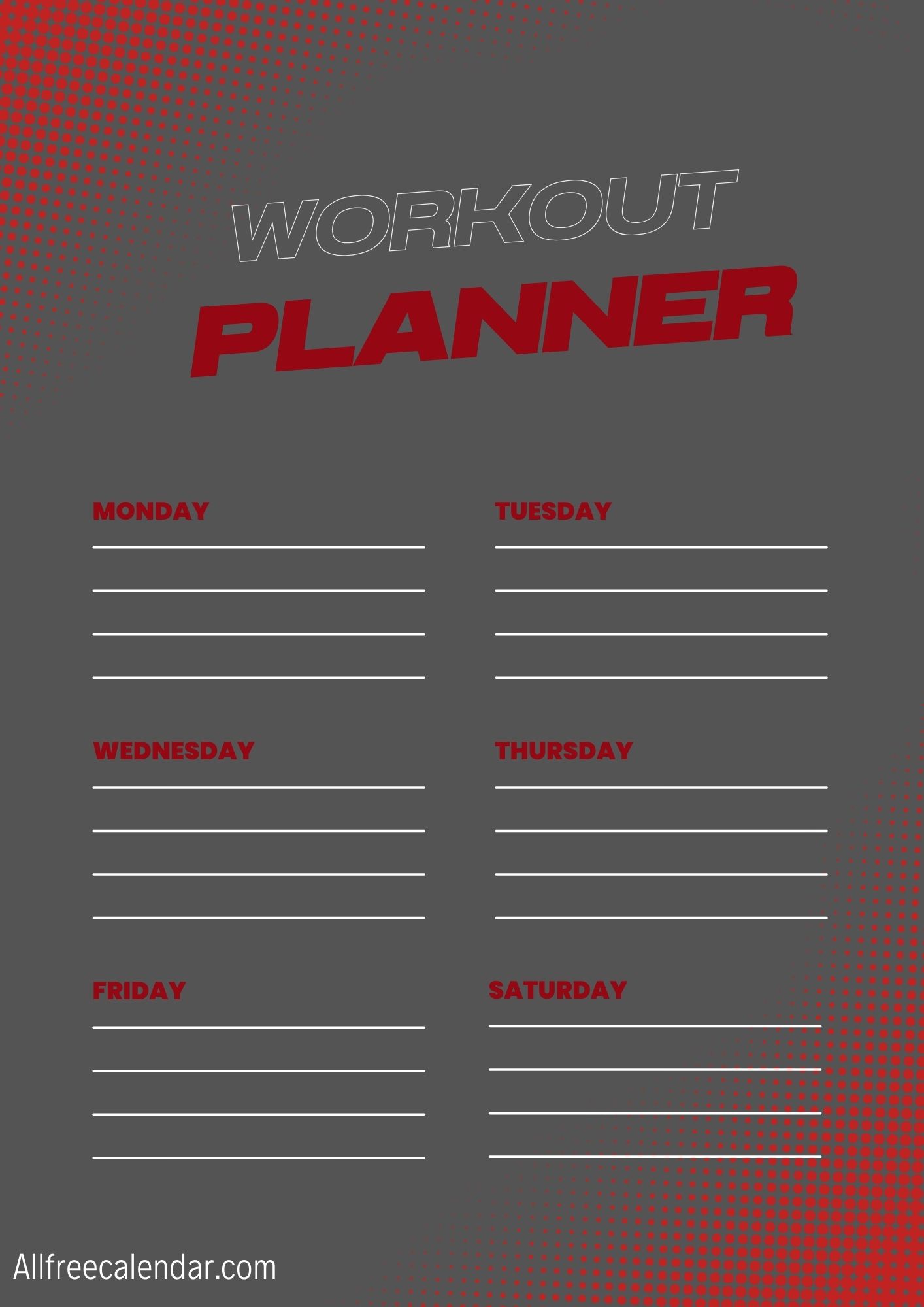 Red Workout Planner