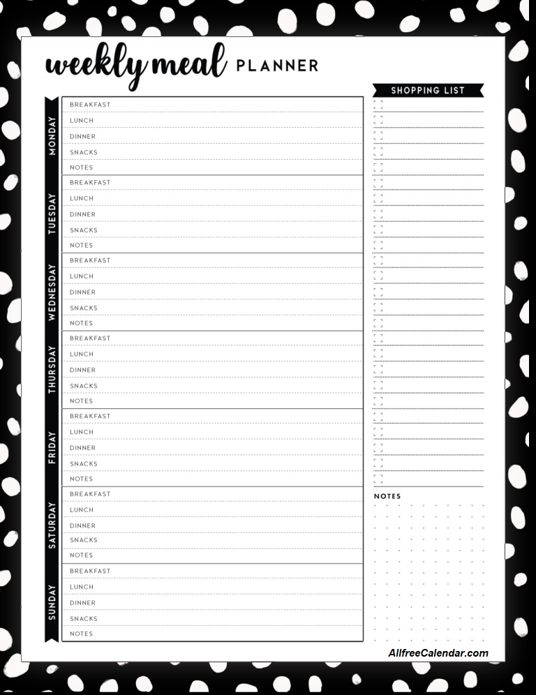 White Spot Weekly Meal Planner