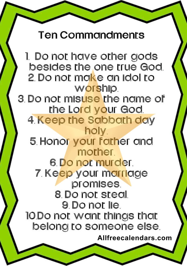 10 Commandments For Kids Free