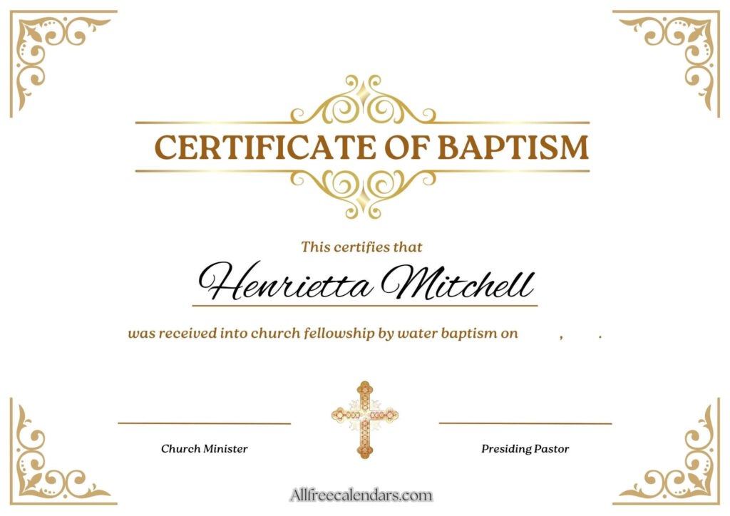 baptism certificate catholic