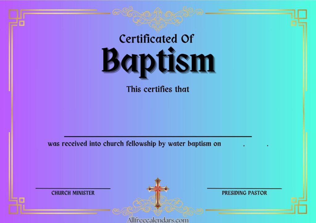 editable printable baptism certificate