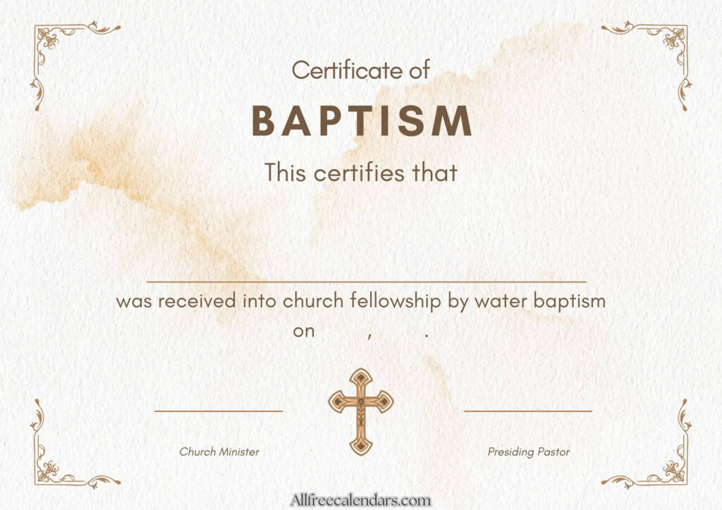 printable baptism certificate card