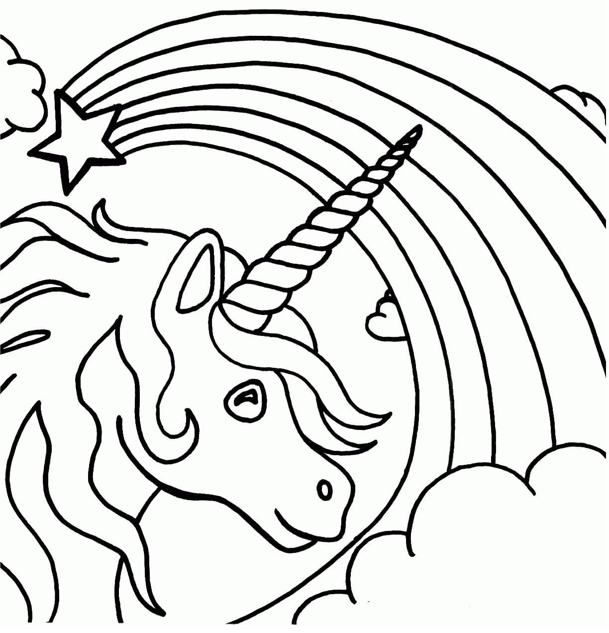 2024 Unicorn And Rainbow Coloring Page