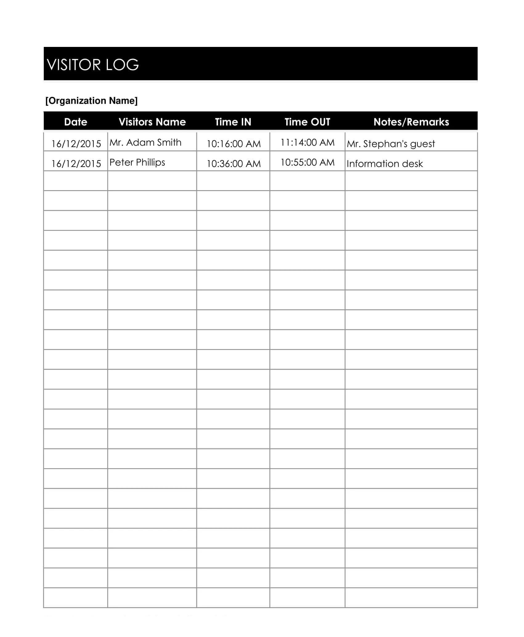 2024 visitor sign in sheet template word free
