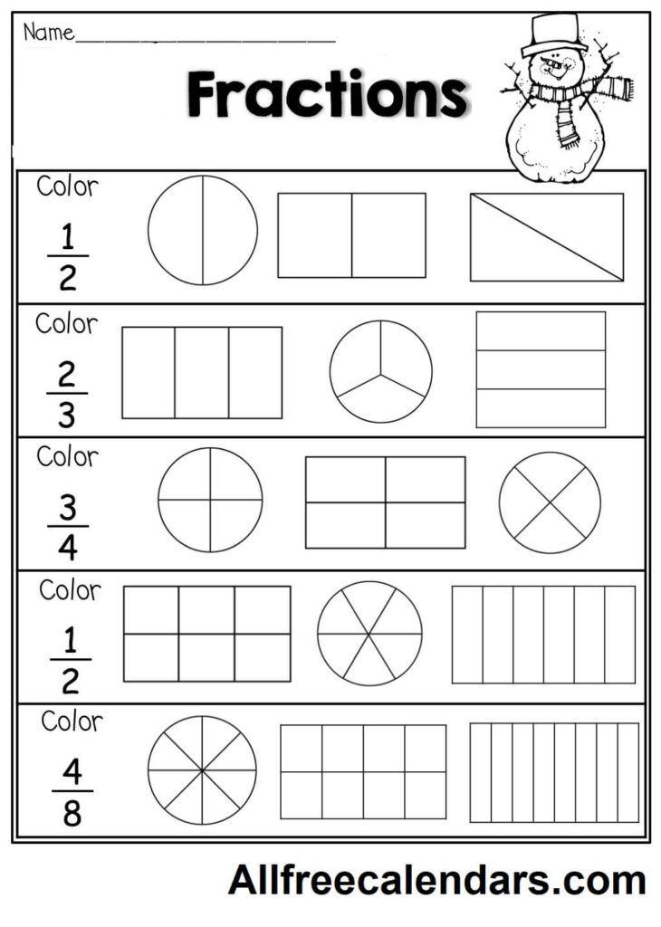 Coloring Fraction Worksheet Download
