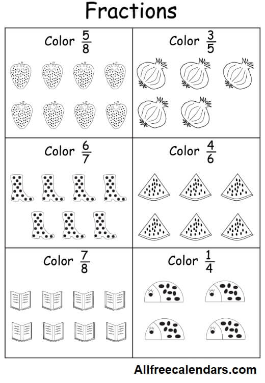 Coloring Fraction Worksheet
