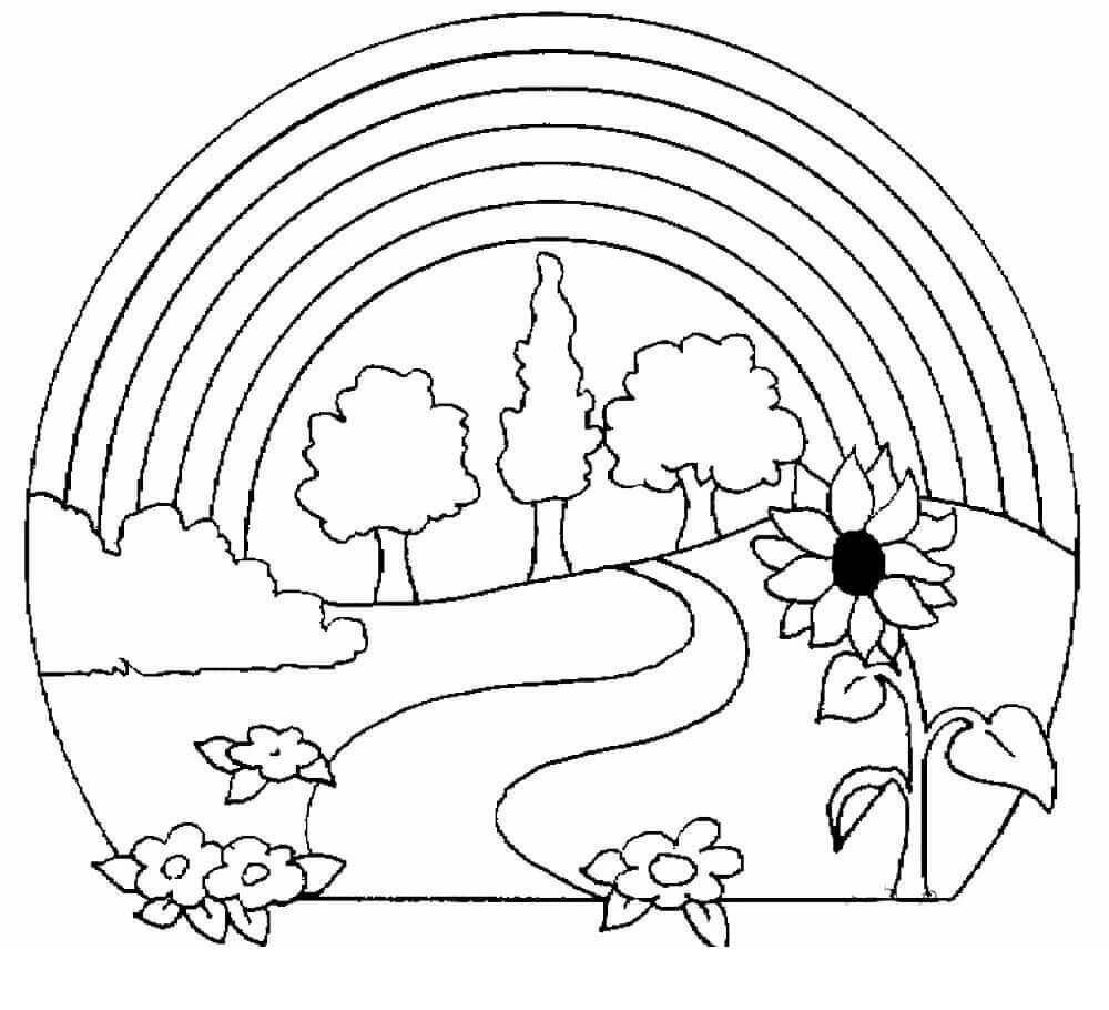 Rainbow Coloring Page For Adults 2024