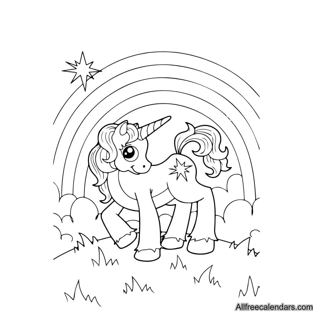 unicorn rainbow coloring page