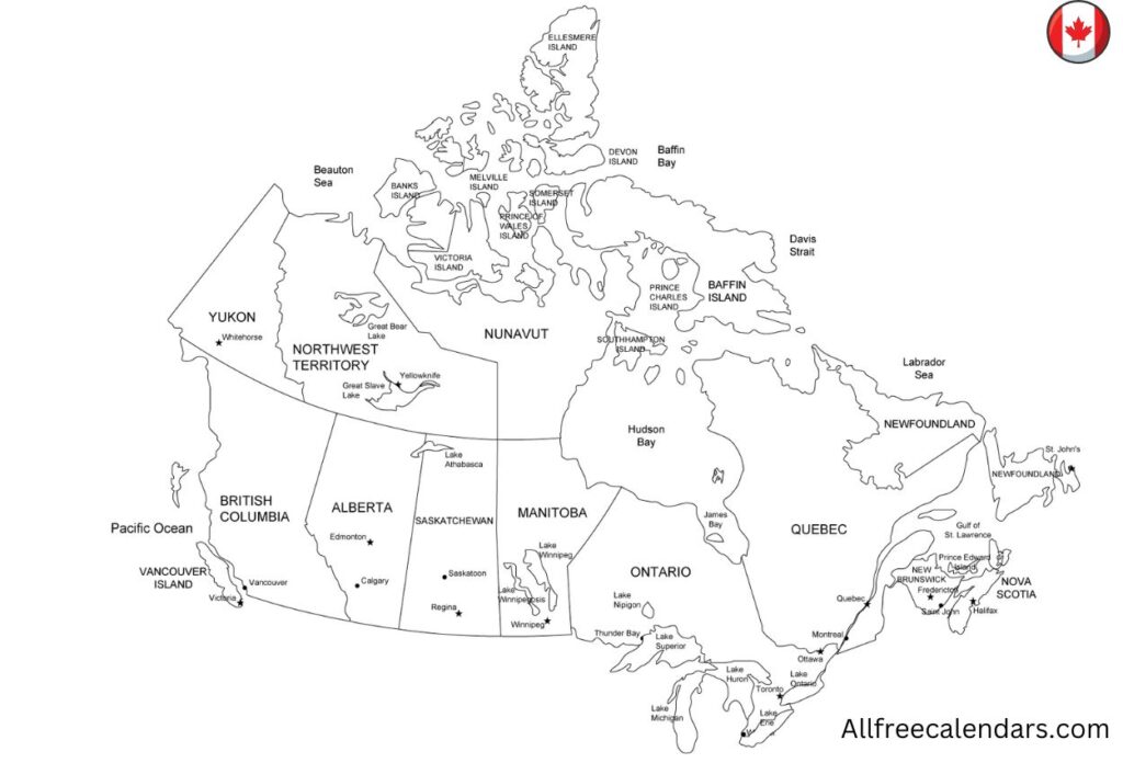 Blank Canada Map With Capitals