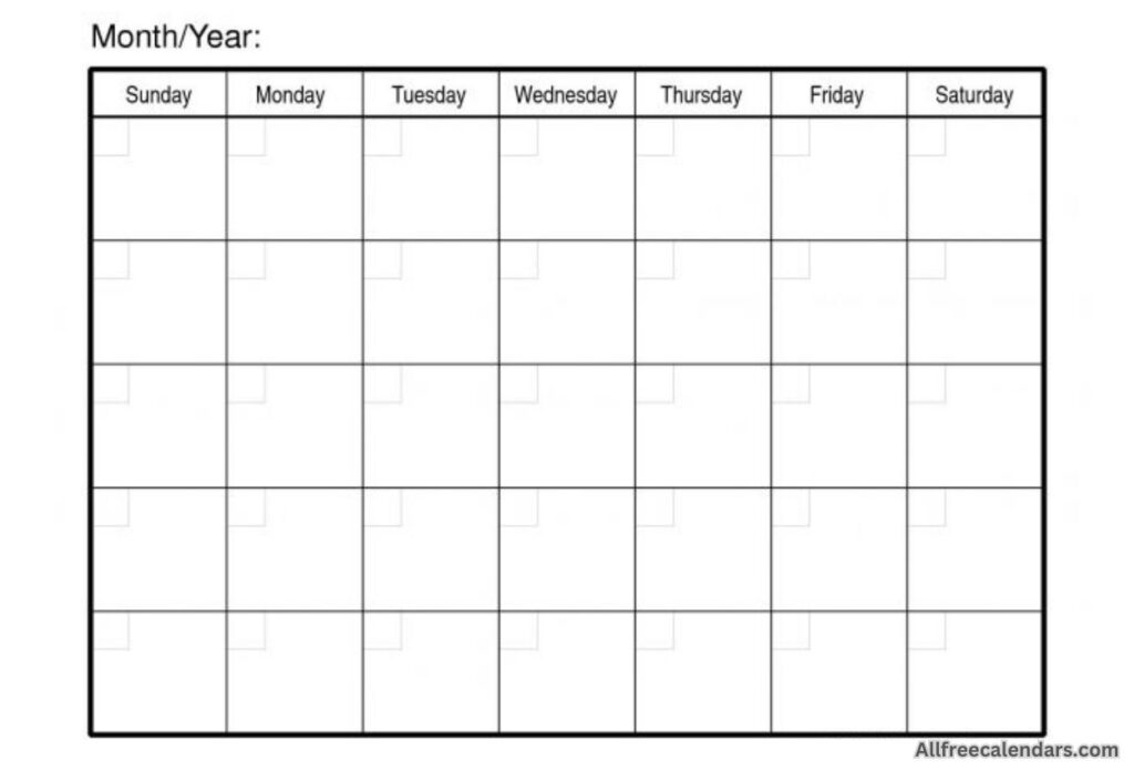 Blank Monthly Calendar Download