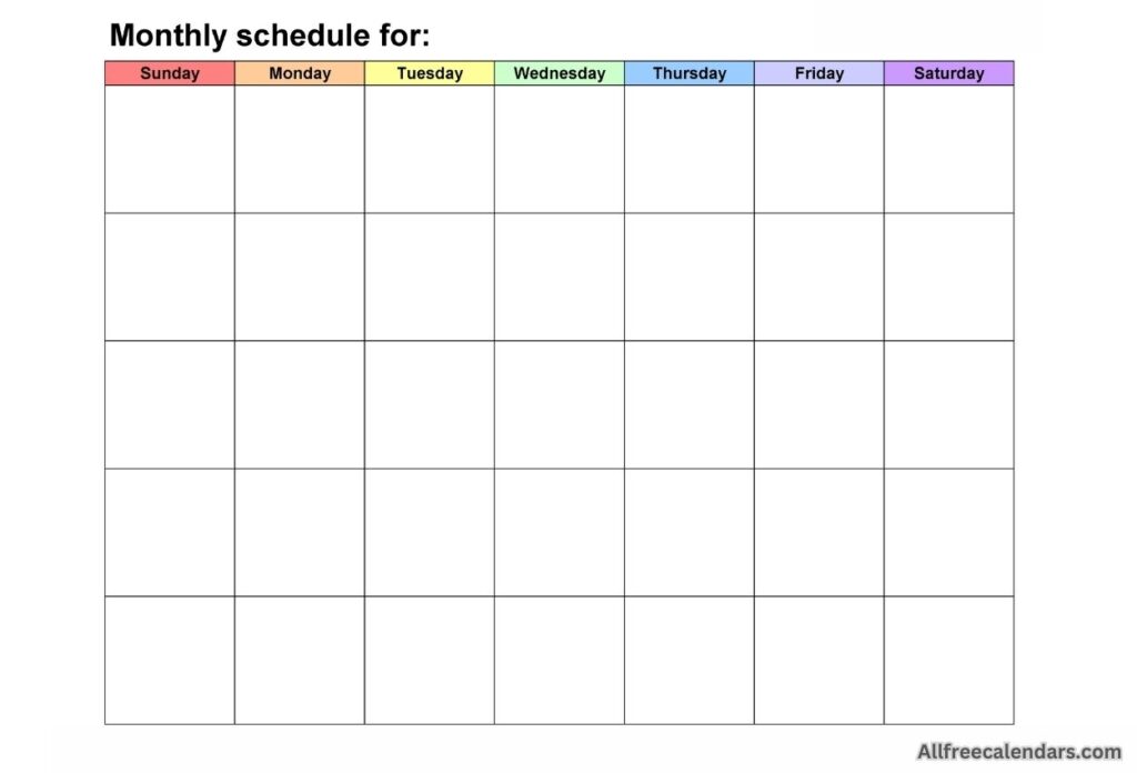Blank Monthly Calendar Monday To Friday