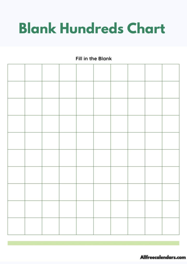 Hundred Printable 100 Number Chart Blank