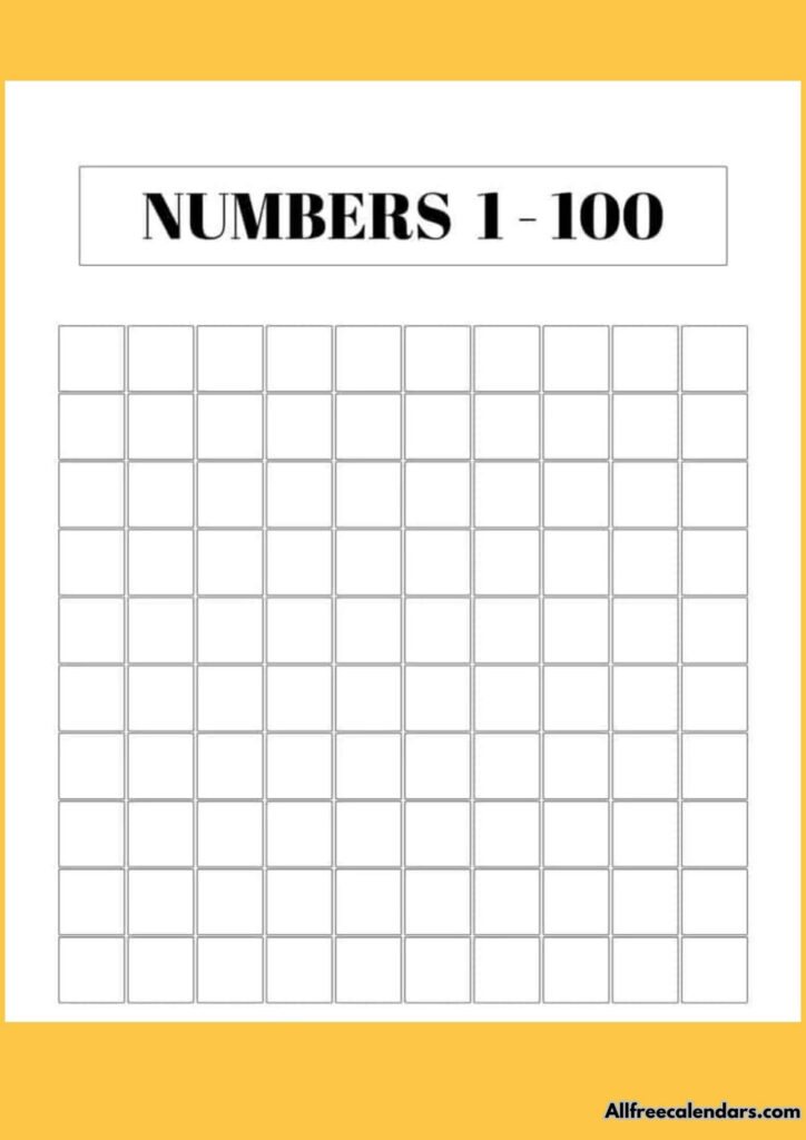 Free Printable Blank Hundreds Chart
