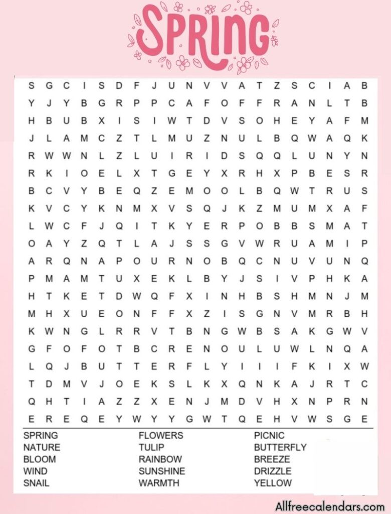 easy spring word search
