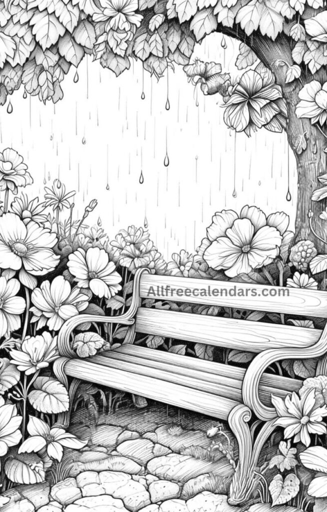 Free Spring coloring page for adults