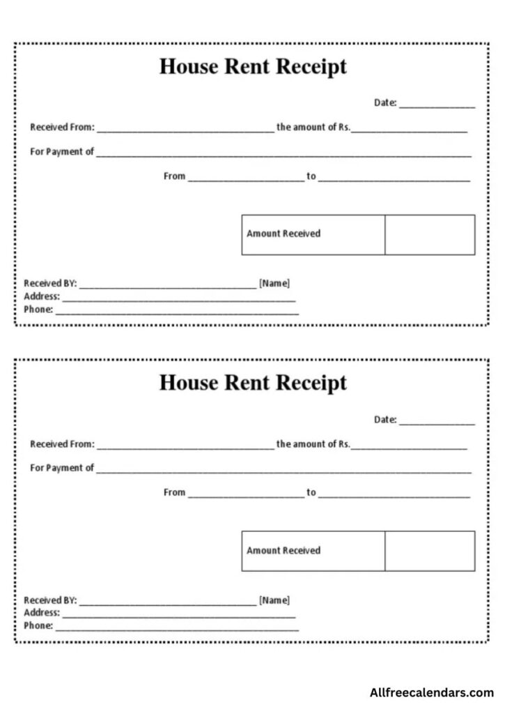 format of rent receipts