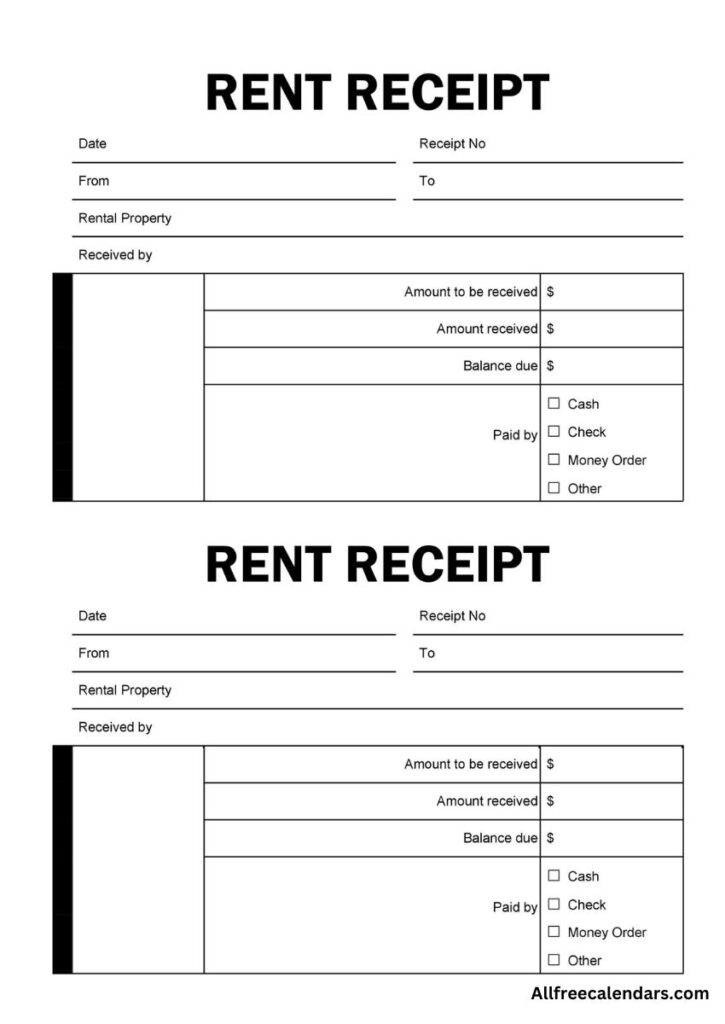 free printable rent receipts