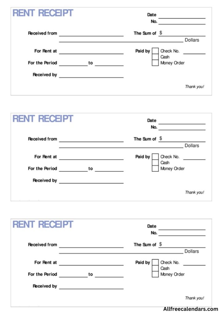 Printable Rent Receipt Template