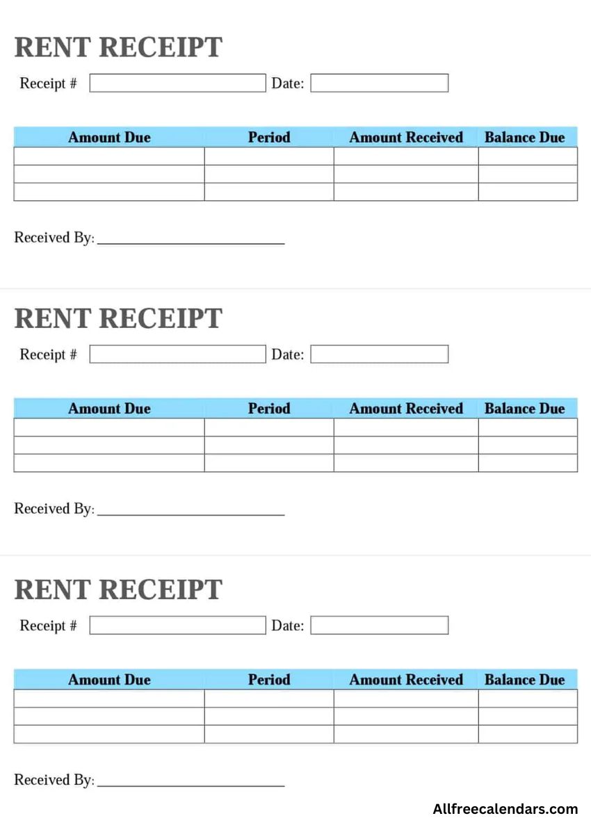 templates for rent receipts